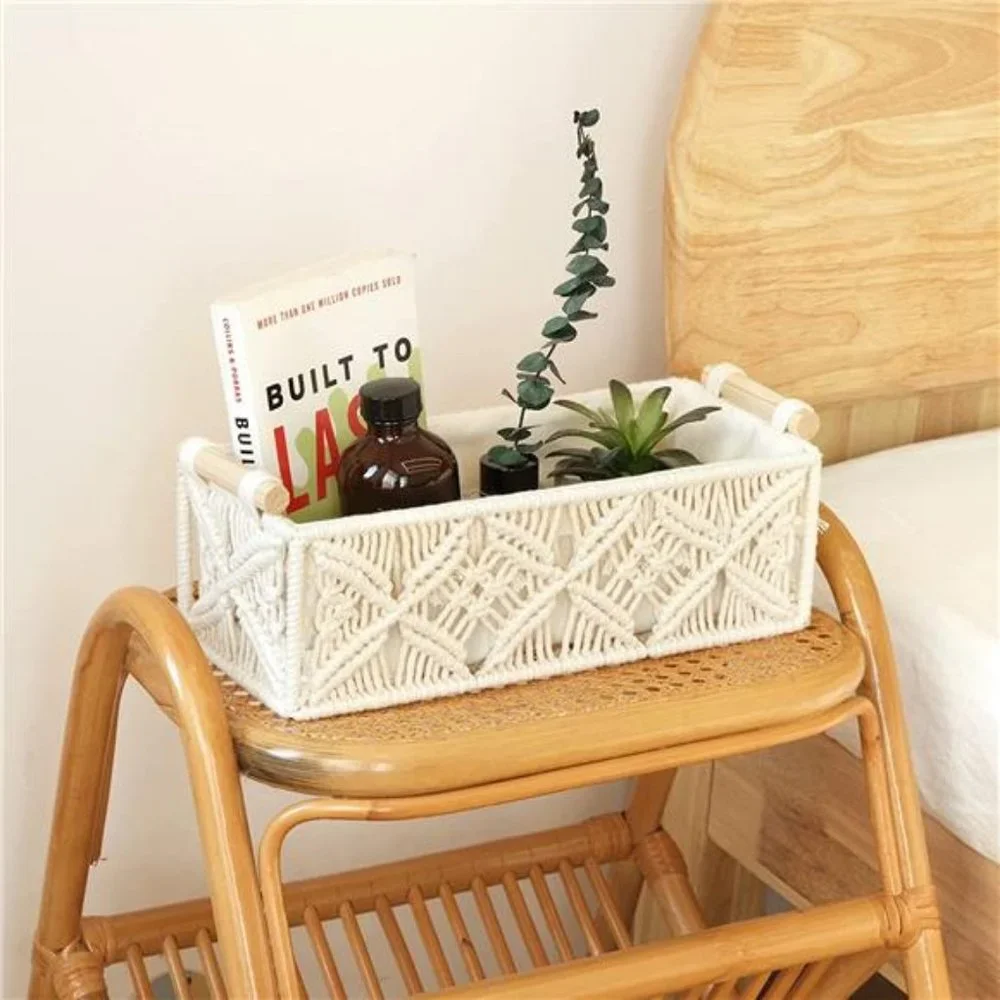 Storage Basket for Toilet Paper, Small Decorative Shelf Basket, Set of 2, Beige